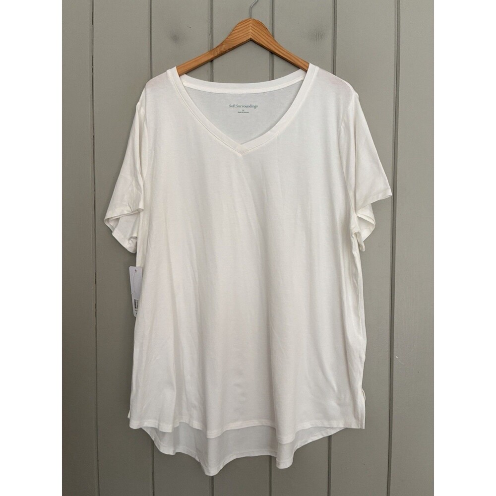 NWT Soft Surroundings SoftEssential Pima Isabel Short Sleeve Tunic White 2X NEW